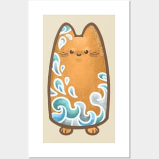 Cat with Wave Pattern Posters and Art